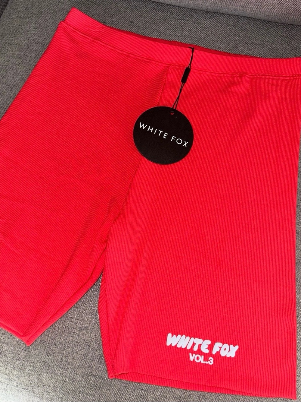 White Fox Boutique VOLUME 3 Ribbed Bike Shorts CHERRY Size L NWT